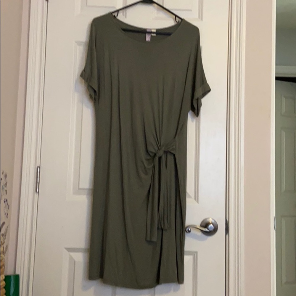 Olive green pull over dress.  Large.